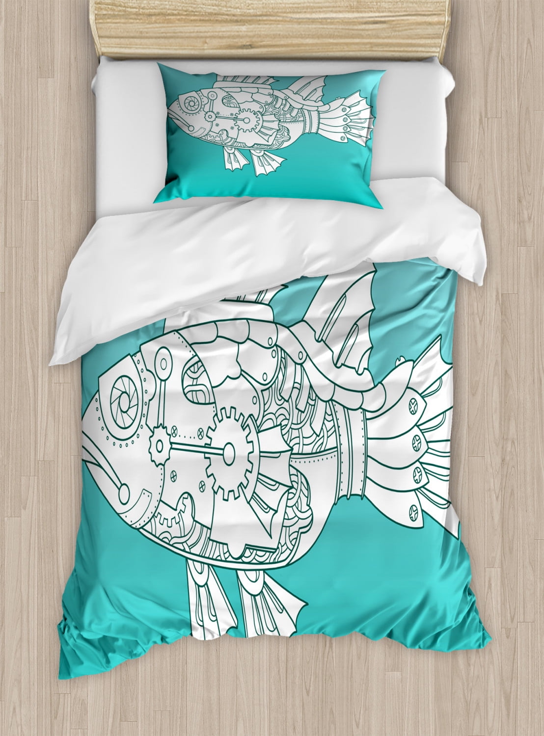 Steampunk Floral Pattern Print Duvet Cover Bedding Set