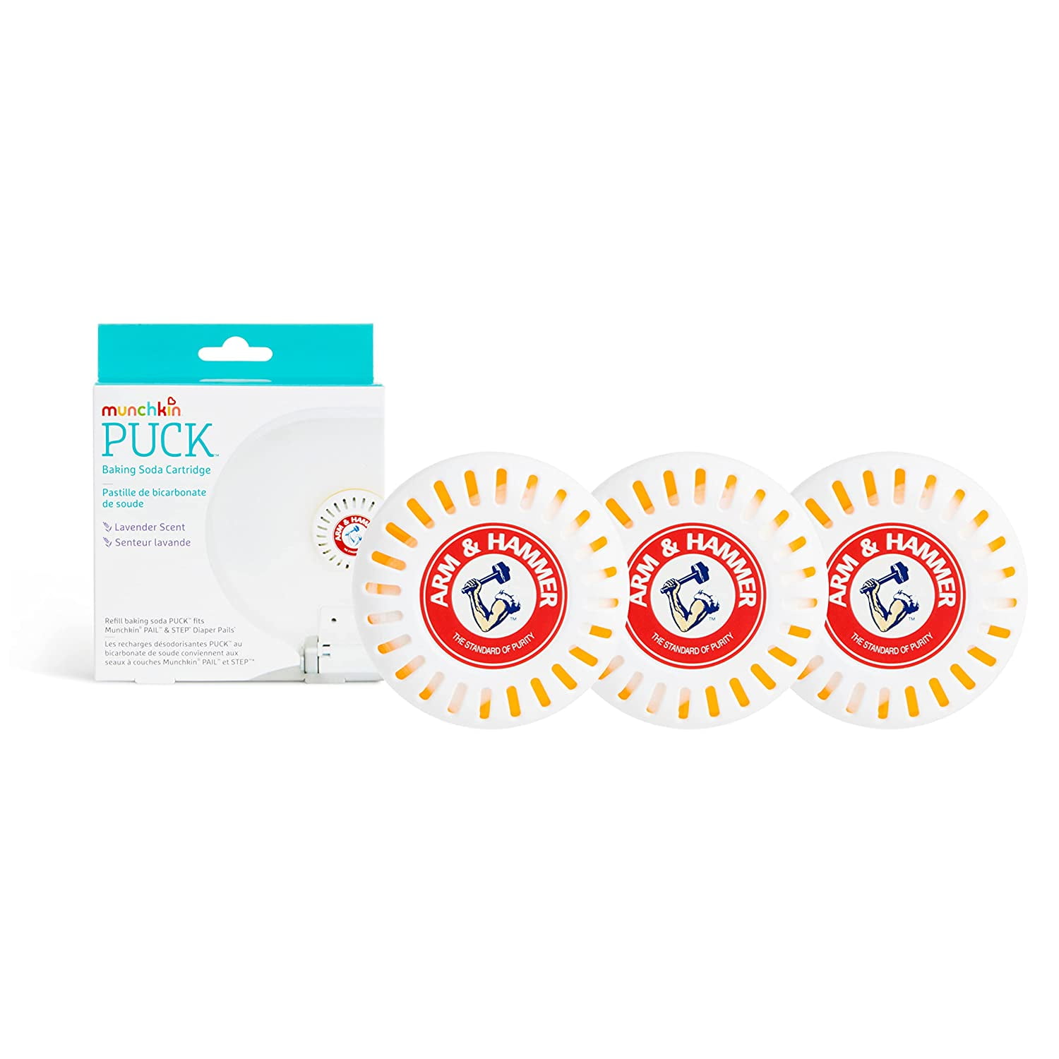 Munchkin Arm & Hammer Puck Baking Soda Cartridge, Lavender Scent, 3