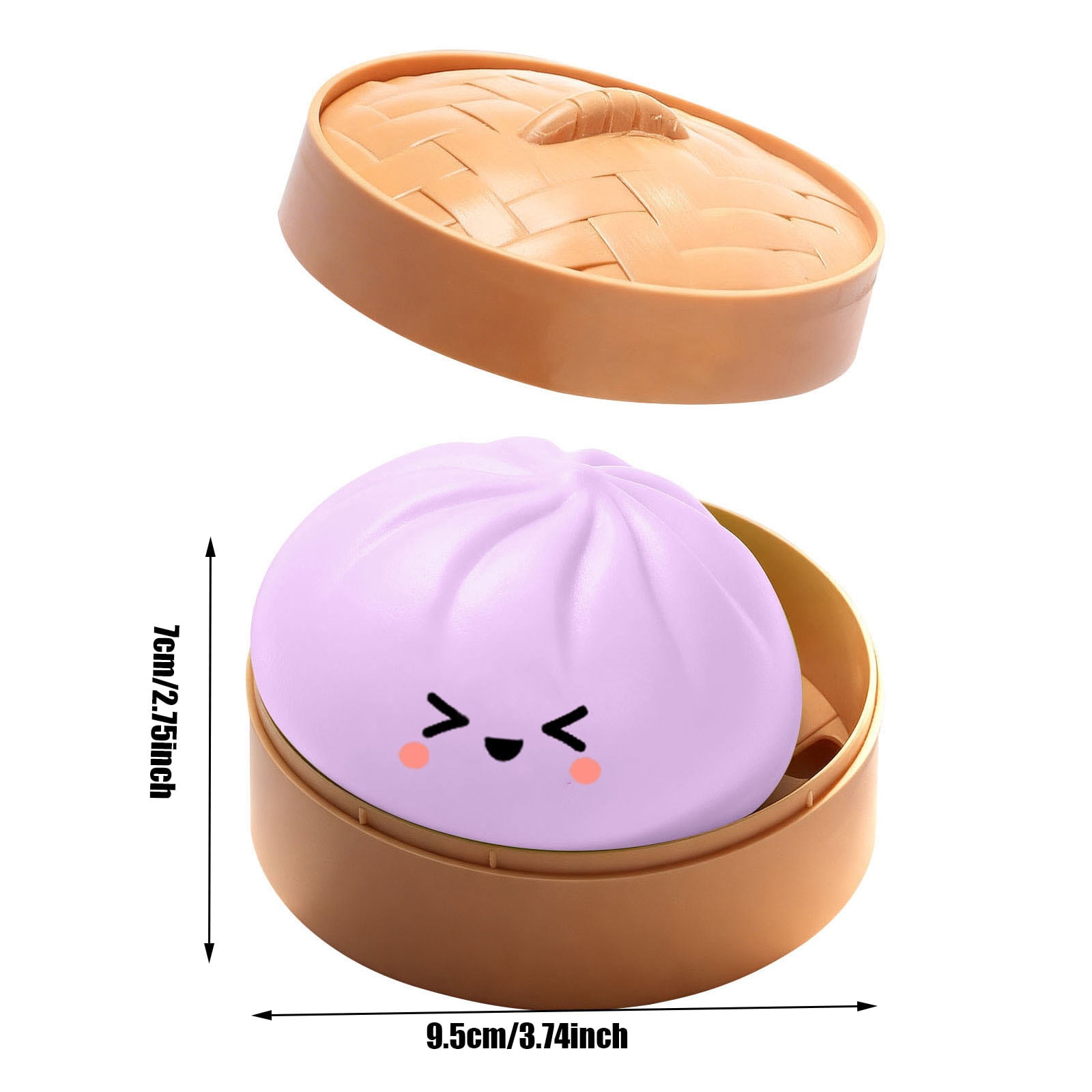 Cute Squishy Dumpling Large with Steamer, Squishy Dumpling Doll with Cute Expressions, Silicone Bun Sensory Fidget Dolls, Hand Pinching Decompression Dolls