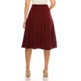 thumbnail image 3 of Moa Collection Women's Plus Size Classic Solid Flared Lightweight Elastic Waist Long Midi A-Line Skirt, Female, 3 of 6