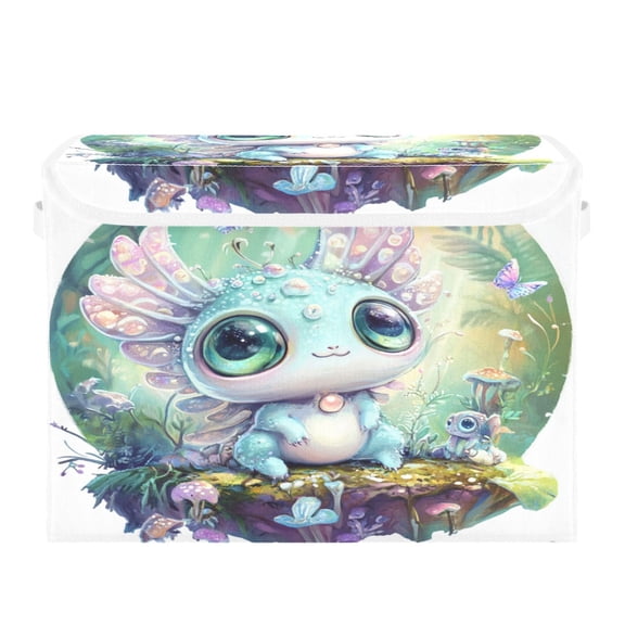 Storage Box With Lid 16.5x12.6x11.8In Foldable Stacked Household Storage Box Lovely Cartoon Dragon