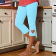 thumbnail image 5 of Women's High Waisted Yoga Pants, Heart Shaped Hollow Out Capri Leggings, 7/8 Length Workout Running Pants, Stretchy Comfort Gym Tights for Women-Light Blue, 5 of 8