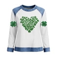 thumbnail image 2 of Craaazy St Patricks Day Oversized Sweatshirts for Women Green Spirit Prints Denim Patchwork Loose Round-neck Long Sleeve Clothes Gifts, 2 of 5
