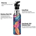 thumbnail image 3 of Yayeee 33oz Insulated Water Bottle Double Wall Stainless Steel with Flip Straw Lid, Colorful Art Leaves Pattern, 3 of 7