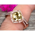 thumbnail image 5 of 2.55 Carat Champagne Diamond Moissanite Engagement Ring On 10K Rose Gold With V-Shape Matching Wedding Band Anniversary Ring Halo 7mm Cushion Cut, 5 of 5