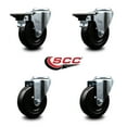 thumbnail image 2 of 4 Inch Hard Rubber Wheel Swivel Bolt Hole Caster Set with 2 Posi Lock Brakes SCC, 2 of 2