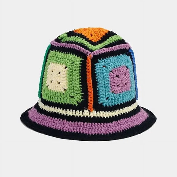 SikaFu Autumn Winter Cotton Patchwork Warm Fisherman Hat Bucket Hat Outdoor Travel Sun Cap For Girl And Women 200