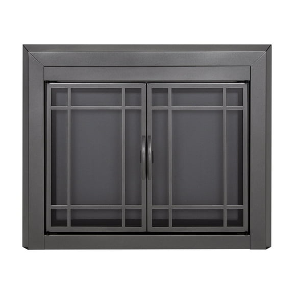 Pleasant Hearth Easton Collection Fireplace Glass Door, Gunmetal - Medium
