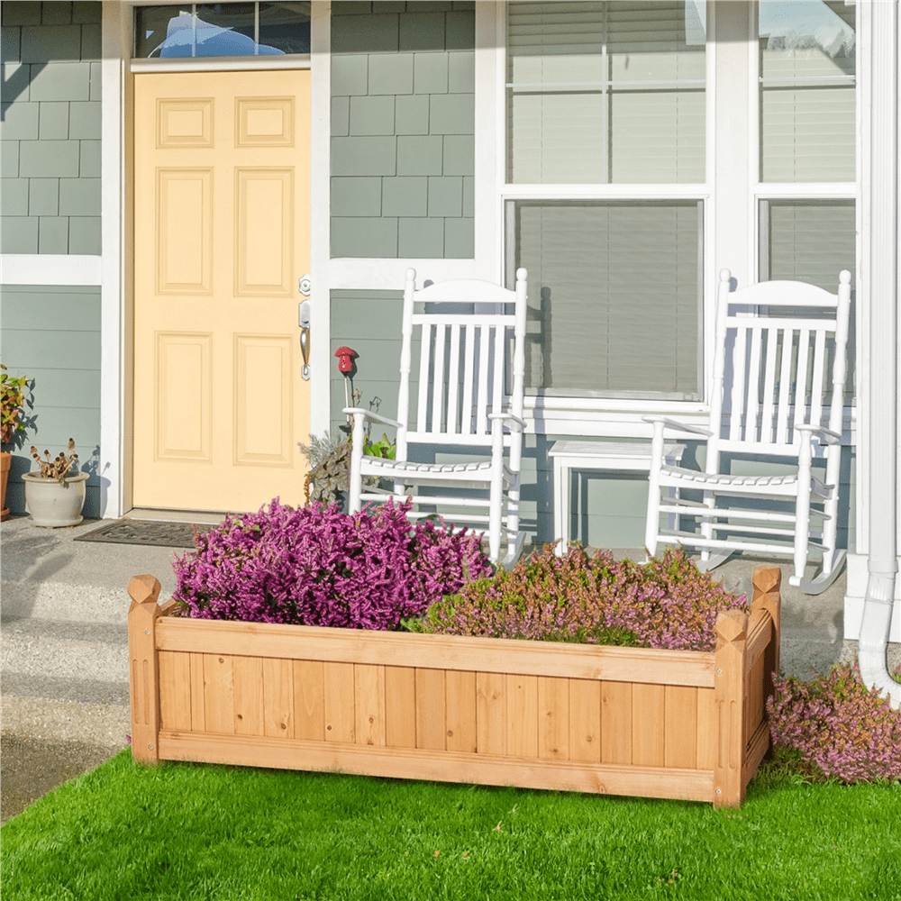 Renwick Set of 2 Wooden Raised Garden Bed for Yard Patio Greenhouse Light Brown
