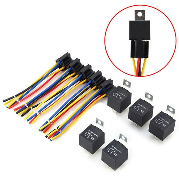 NIBOLOG DC 12V Car SPDT Automotive Relay 5 Pin 5 Wires with Harness