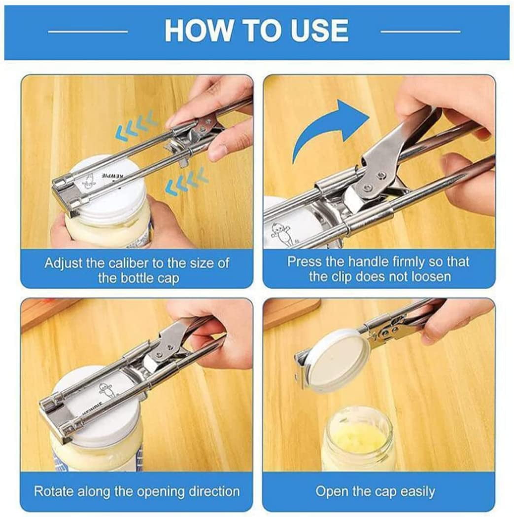 Warncode Jar Opener, Adjustable Multifunctional Stainless Steel Can Opener,  Kitchen Manual Can Opener, Jar Lid Gripper Remover Tin Gripper Easily Opens  Kitchen Tool (Anti-skid type-1PCS)