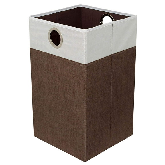 BIRDROCK HOME Folding Cloth Laundry Hamper with Handles | Dirty Clothes Sorter | Easy Storage | Collapsible | Brown and White