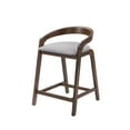 thumbnail image 3 of GDF Studio Stylish 3 Pcs Bar Set with Solid Wood Upholstered Stools and Round Table, Light Grey+Natural Walnut, 3 of 17