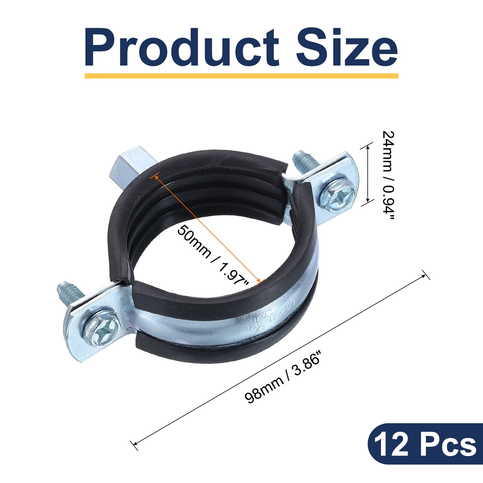 12 Pack Split Ring Pipe Hanger, 50mm/2inch Adjustable Pipe Bracket Clamp