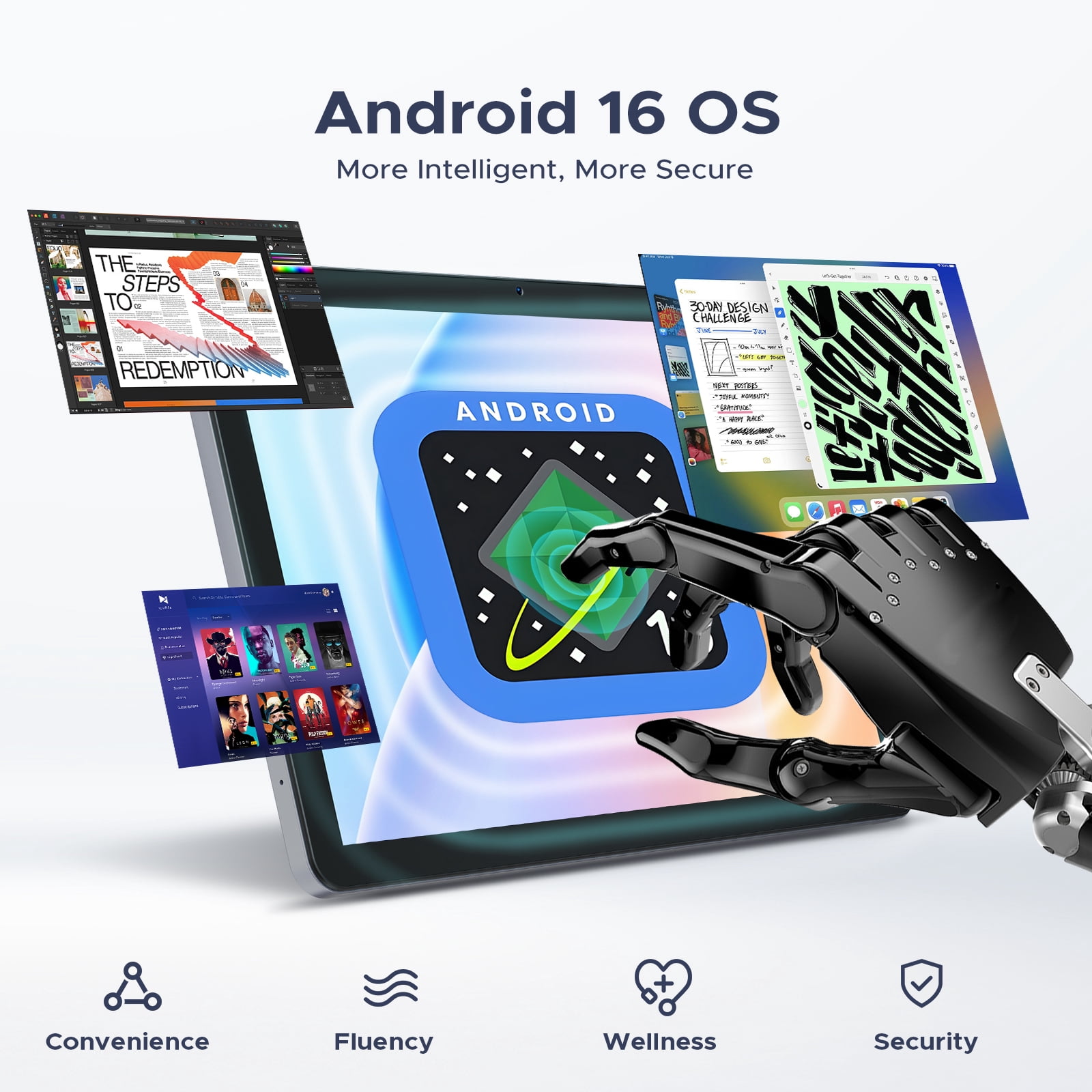 Aorlym P10 Pro Android 16 Tablet, 10 inch Tablets with Gemini AI, 120Hz, 48GB RAM+128GB ROM/2TB, Octa-Core T7250, 8800mAh, 13MP+5MP, 3.5mm Jack, Face ID, GPS, 5G WiFi, OTG, Keyboard pen