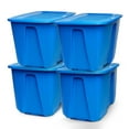 thumbnail image 1 of HOMZ Heavy-Duty Solid 32-Gallon Large Storage Bins with Lids, Blue, 4 Pack, 1 of 9