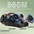 thumbnail image 2 of DOSS Extreme Boom+ Altavoz Bluetooth ruidoso con sonido estéreo de 100 W, graves adicionales, tiempo de reproducción de 20 horas, luces LED de sincronización de fiesta, banco de energía incorporado, a, 2 of 5