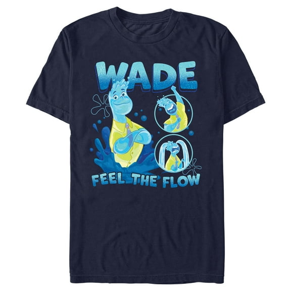 Men's Elemental Wade Feel the Flow Poster  Graphic Tee Navy Blue 2X Large