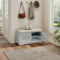 thumbnail image 3 of S-HOME Shoe Storage Bench with Detachable Cushion, 28.74 Inch Entryway Cabinet with 2 Door Design for Easy Access, Grey, 3 of 14