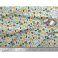 thumbnail image 3 of Soimoi Tissu Satin Soie Feuilles & Rennes Imprimé Animal au Mètre 42 Pouces de Large, 3 of 3