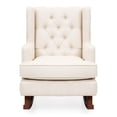 thumbnail image 2 of Beige Soft Tufted Upholstered Wingback Rocker Rocking Chair, 2 of 3
