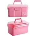 thumbnail image 3 of herramienta de almacenamiento Caja de costura de plástico con bandeja extraíble - Caja de almacenamiento con asa, pequeña caja de arte para manualidades, herramientas de maquillaje Ormromra WMZL-1541-2, 3 of 4