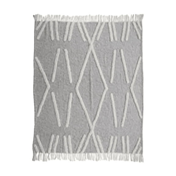 LR Home Ruby Gray/White Diamond Shag Lightweight Cotton Throw Blanket, 50" x 60"