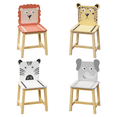 thumbnail image 4 of Tcbosik Kids Table & Chairs Set, 5 Piece Kiddy Table and Chair Set, Square Wood Table, 4 Chairs with Cartoon Animals Backrest, Toddler Table and Chair Set for Child 3-8 Years Old, White, 4 of 8