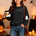 thumbnail image 2 of Atogsazn Children's Girls Halloween Sweatshirt Kids Casual Oversized Ghost Print Long Sleeve Sweaters Fall Winter Tops Black 12-13 Years Fashion, 2 of 9