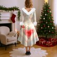 thumbnail image 5 of Valentines Day Dresses for Women Plus Size V Neck Long Sleeve High Low Dresses Plush Collar Vintage Holiday Party Dress Vermilion S, 5 of 5