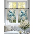thumbnail image 3 of Summer Nautical Sheer Curtains 45 Inch Long 2 Panels, Teal Octopus Ocean Corals Compass Retro Brown Light Filtering Rod Pocket Curtains, Sheer Voile Drapes for Living Room Bedroom, 52"x45", 3 of 8