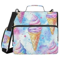 FORMRS Zipper Binder with Shoulder Strap 1.5-inch Ring 500 Sheet Capacity File Bag, Watercolor Ice Cream Pattern