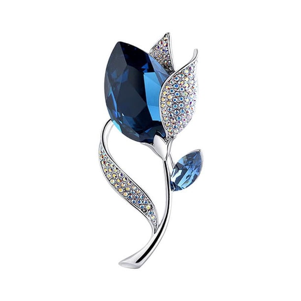 Broches, alfileres de moda, elegantes, brillantes, de lujo, para el cuello, hermosos para las fiestas. Azul