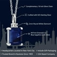 thumbnail image 2 of Gem Stone King 925 Sterling Silver Blue Sapphire and White Diamond Pendant Necklace for Women | 2.48 Cttw | Gemstone September Birthstone | Emerald Cut 9X7MM | With 18 inch Silver Chain, 2 of 5