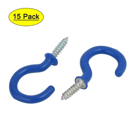 

Uxcell 1 Inch Plastic Coated Screw-in Open Cup Ceiling Hooks Hangers Blue 15pcs
