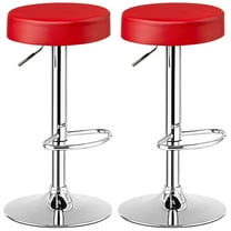 Giantex 2 PC Bar Stool, Modern Swivel Backless Round Barstool, PU Leather Armless bar Chair with Height Adjustable, Chrome Footrest, Sturdy Metal Frame for Kitchen Dining Living Bistro Pub, Red
