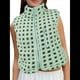 thumbnail image 2 of Chaleco de Cuadros para Mujer, Sin Mangas, de Forro , de Invierno, con Cuello Alto, Cremallera y Bolsillo en el Pecho. Amarillo-Verde S, 2 of 9