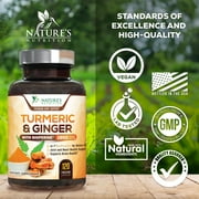 Turmeric Curcumin Supplement - 95% Curcuminoids with Organic Turmeric & Ginger, BioPerine Black Pepper Extract for Best Absorption, Natural Vegan Joint Support, Non-GMO, Bottled in USA - 120 Capsules
