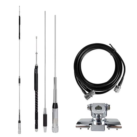 Quad-Band Mobile Ham Antenna for CB/VHF/UHF/GMRS with 16ft Cable & Mount