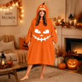 thumbnail image 2 of Halloween Pumpkin Costume Oversized Wearable Blanket Hoodie Cozy Plush Halloween Cosplay Costume, 2 of 7