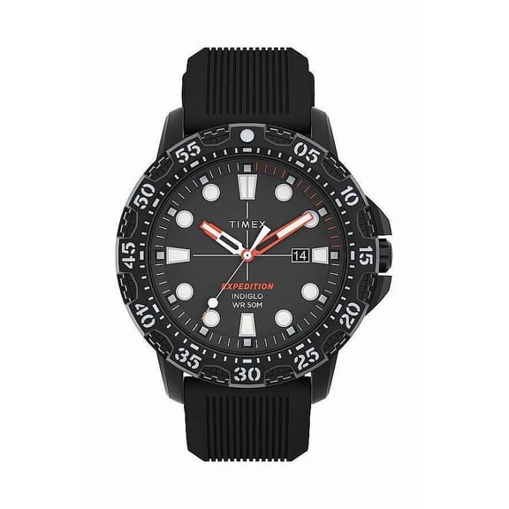 Timex Men's Expedition Gallatin 44mm Watch – Black Case Black Dial with Black Silicone Strap