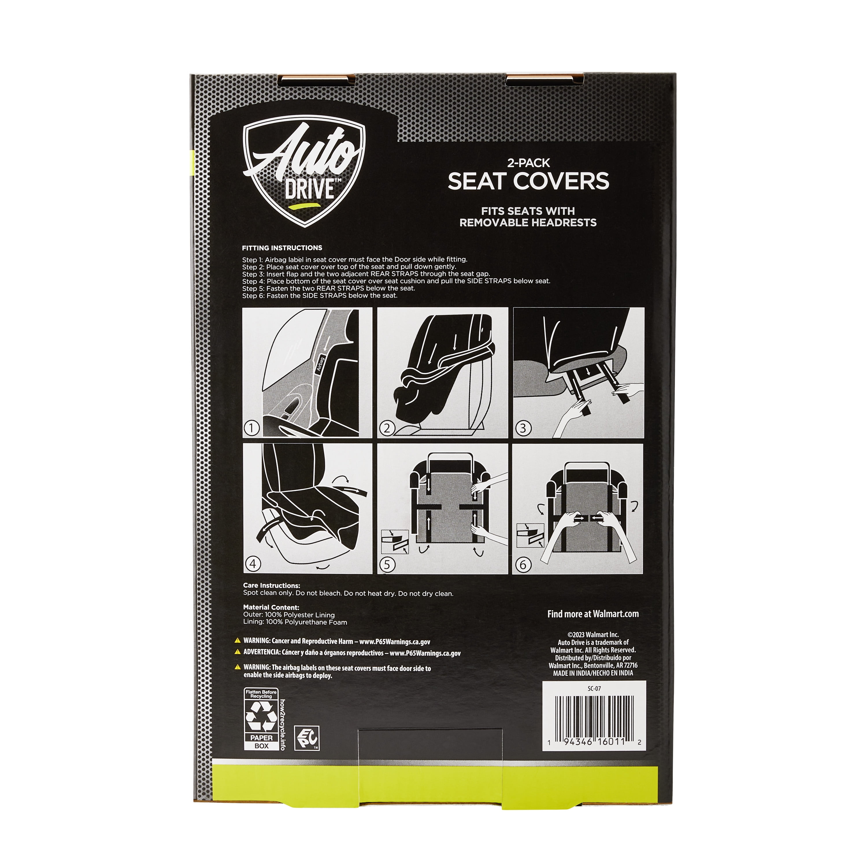 (2 pack) Auto Drive Mirage Seat Cover