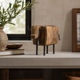 thumbnail image 7 of Wooden Bull Statue Decor, Hand Carved Cow Sculpture with Metal Legs and Vintage Finish, for Shelf Coffee Table Desk and Farmhouse Rustic Home Decor Gift, 7 of 7