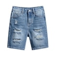 thumbnail image 3 of Crunowin Boys Summer Denim Shorts Lightweight Loose Elastic Waist Trendy Jeans Light Blue Size 14, 3 of 10