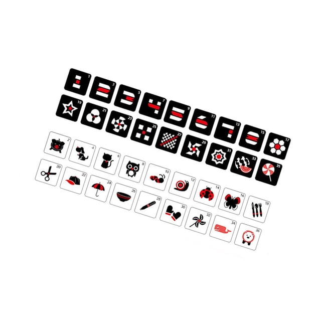 Tarjetas didácticas para bebés, juguetes de peluche, juguetes de , estimulación visual, educación temprana, libro de tela para niños y niñas de 0 Negro Rojo