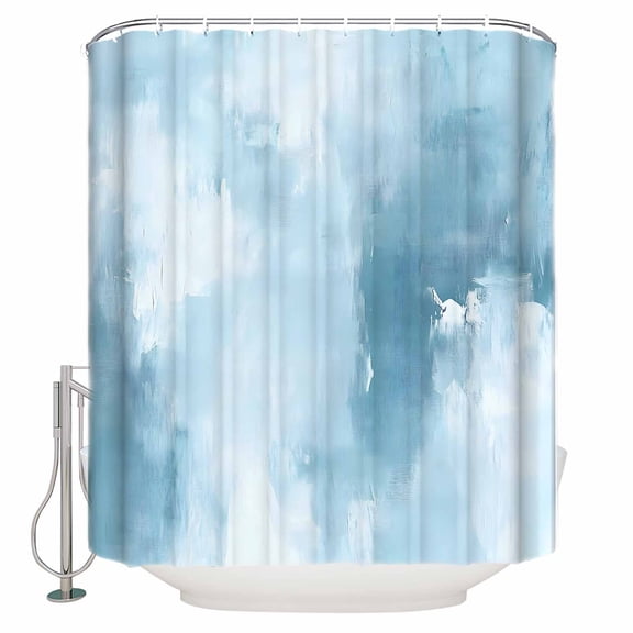 Extra Long Shower Curtain 72x84 Inch, Blue Shower Curtain Waterproof Bathroom Decor Modern Abstract Art Oil Painting Fabric Bath Curtain Set Accessories with Hooks