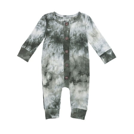 

DuAnyozu Baby Girl Boy Plain Button Down Romper Bodysuit Sleepwear PJS Clothes