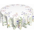 thumbnail image 1 of Spring Tablecloth Round 60 Inch,Sage Green Wild Flowers Table Cloth,Stain Resistance Polyester Summer Floral Plant Seasonal Table Covers for Kitchen Dining,Small Tablecloth for Parties Picnic, 1 of 6