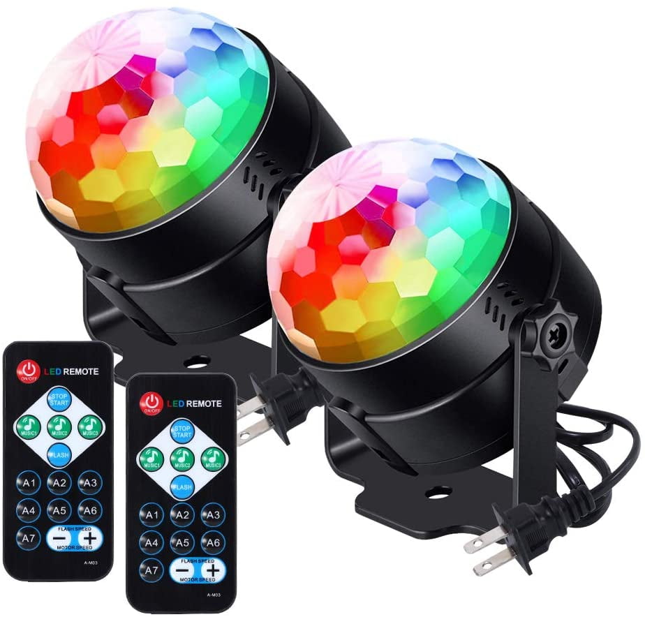 Multicolor Disco Ball Party Lights,Sound Activated Disco Lights with Remote Control,7 RBG Modes Atmosphere Strobe Light for Home Room Dance Birthday DJ Bar Karaoke Xmas Wedding Show Club Pub 
