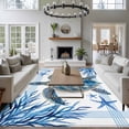 thumbnail image 4 of Ocean Turtle Washable Living Room Rugs 6'x9', Blue Starfish Coral Summer Animal Striped Low Pile Throw Large Area Rug Non-Slip Sturdy Edge Binding Carpet for Dining Room Kitchen Office, 4 of 9